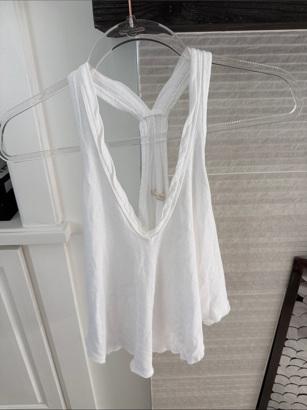 We The Free White Racerback V-Neck Tank Top